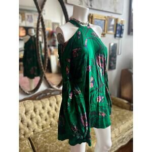 FP Green Floral Cold Shoulder Mini Dress Size Small